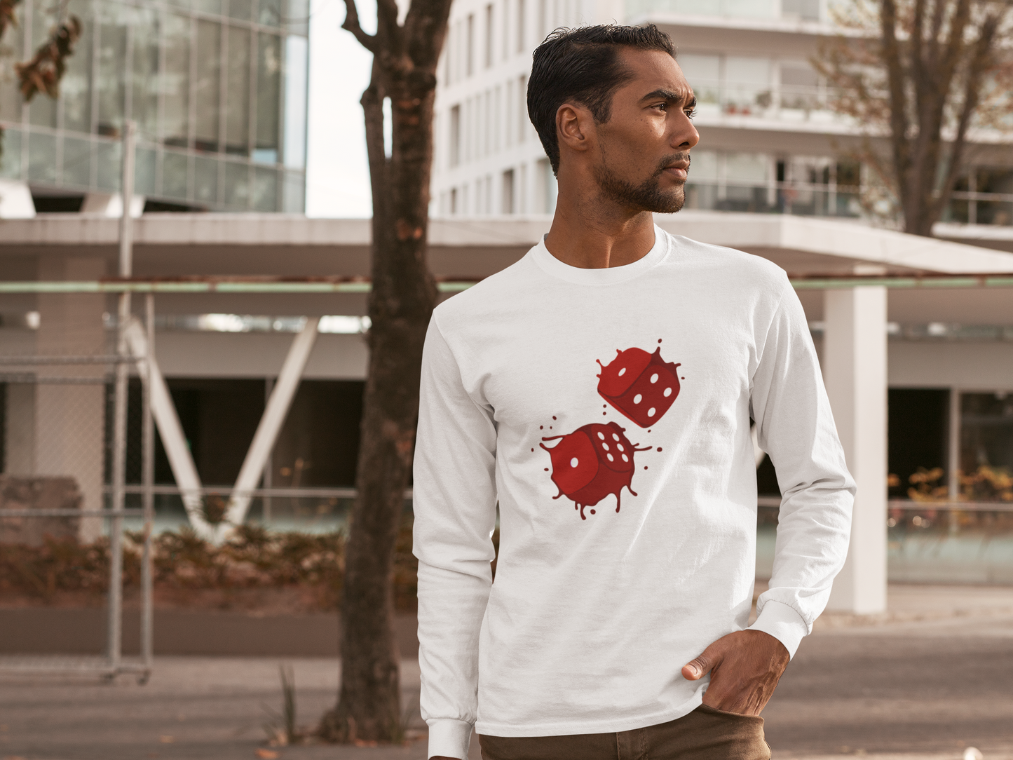 Dice Splash - Cherry Red - Long Sleeve