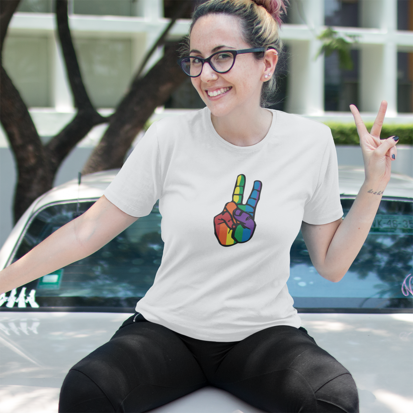 Bold PRIDE PEACE FINGERS Tee