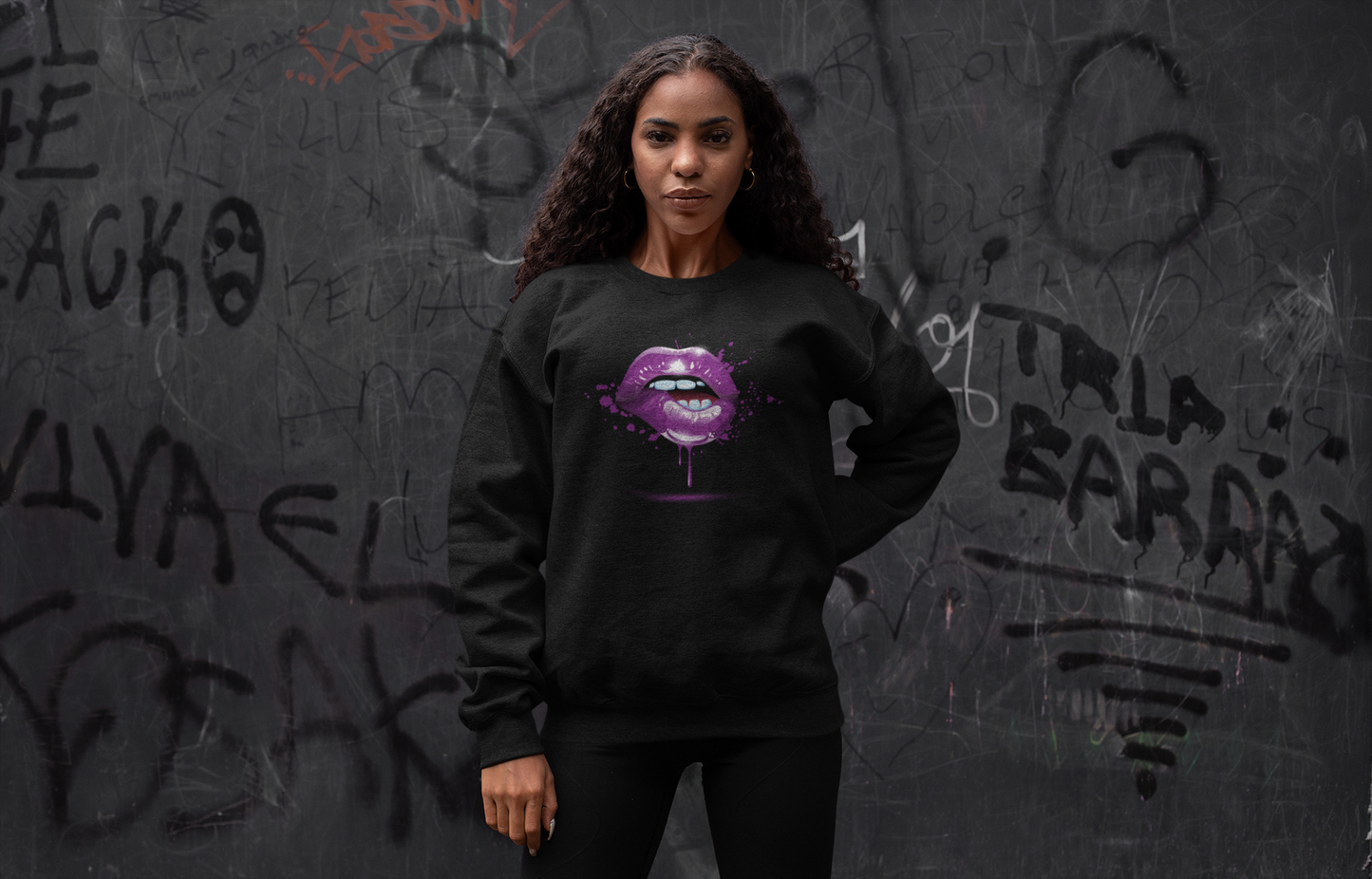 Lip Bite Purple  - Hoodie / Sweatshirt