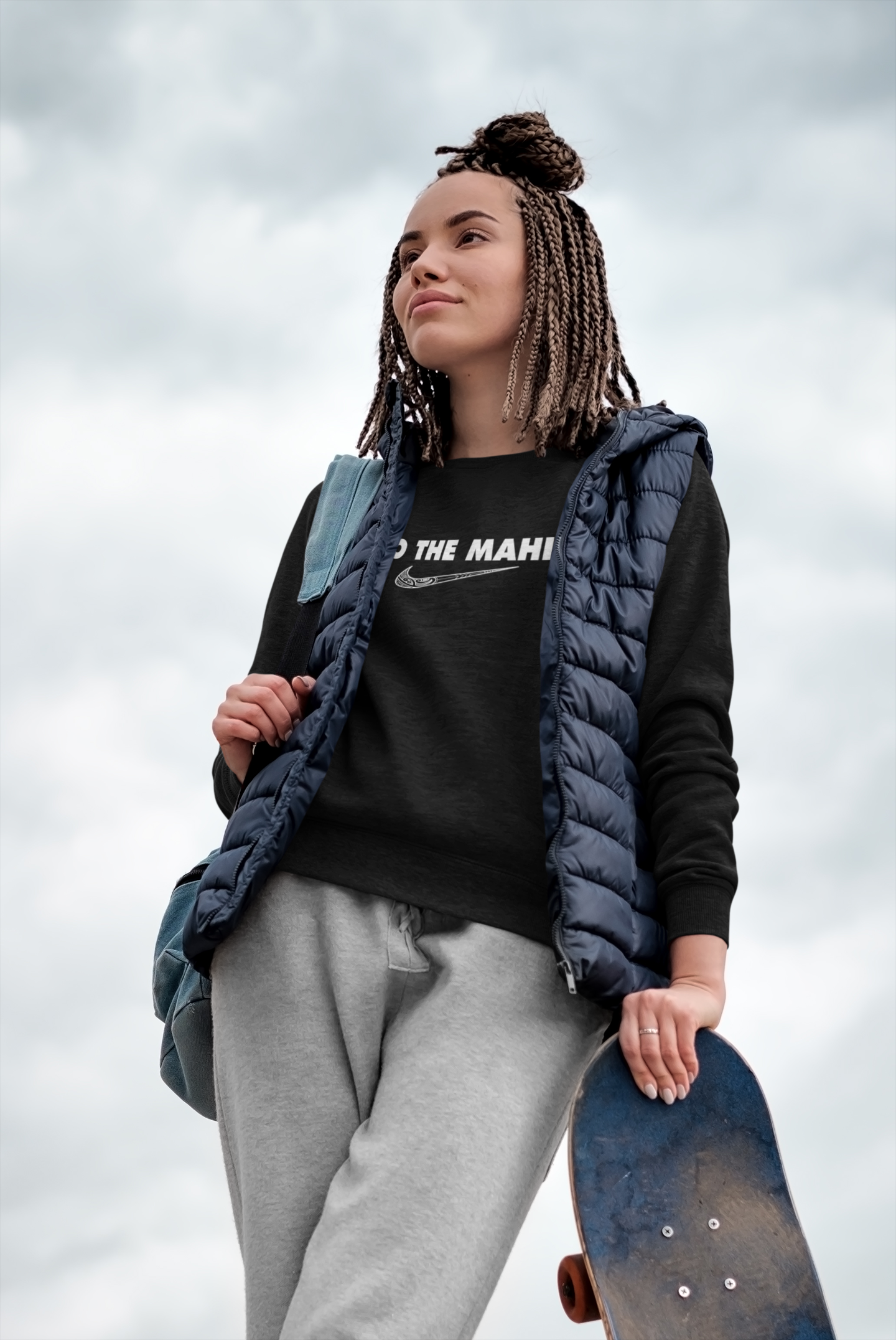 Mā (White) Do The Mahi (large tick)  SWEATSHIRT